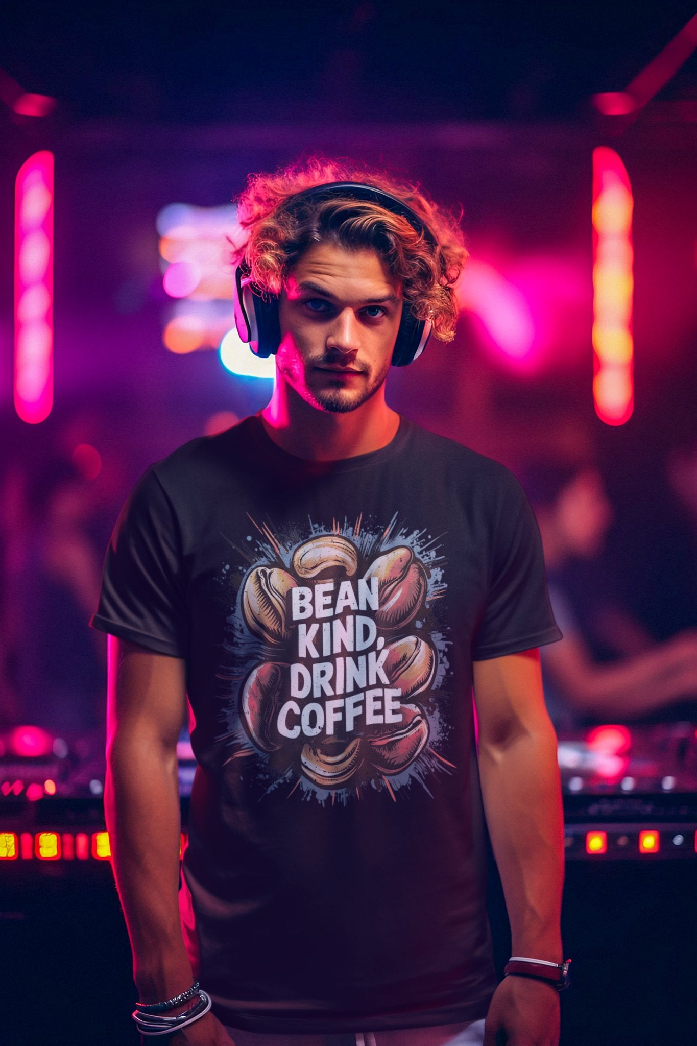 Bean Kind, Drink Coffee t - shirt T - Shirt Vegan Joy Jar