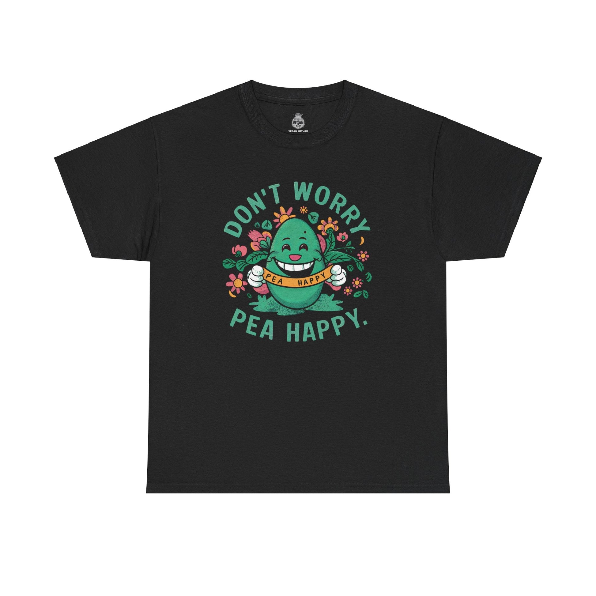 Don’t Worry, Pea Happy t-shirt T-Shirt Vegan Joy Jar