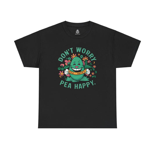 Don’t Worry, Pea Happy t-shirt T-Shirt Vegan Joy Jar