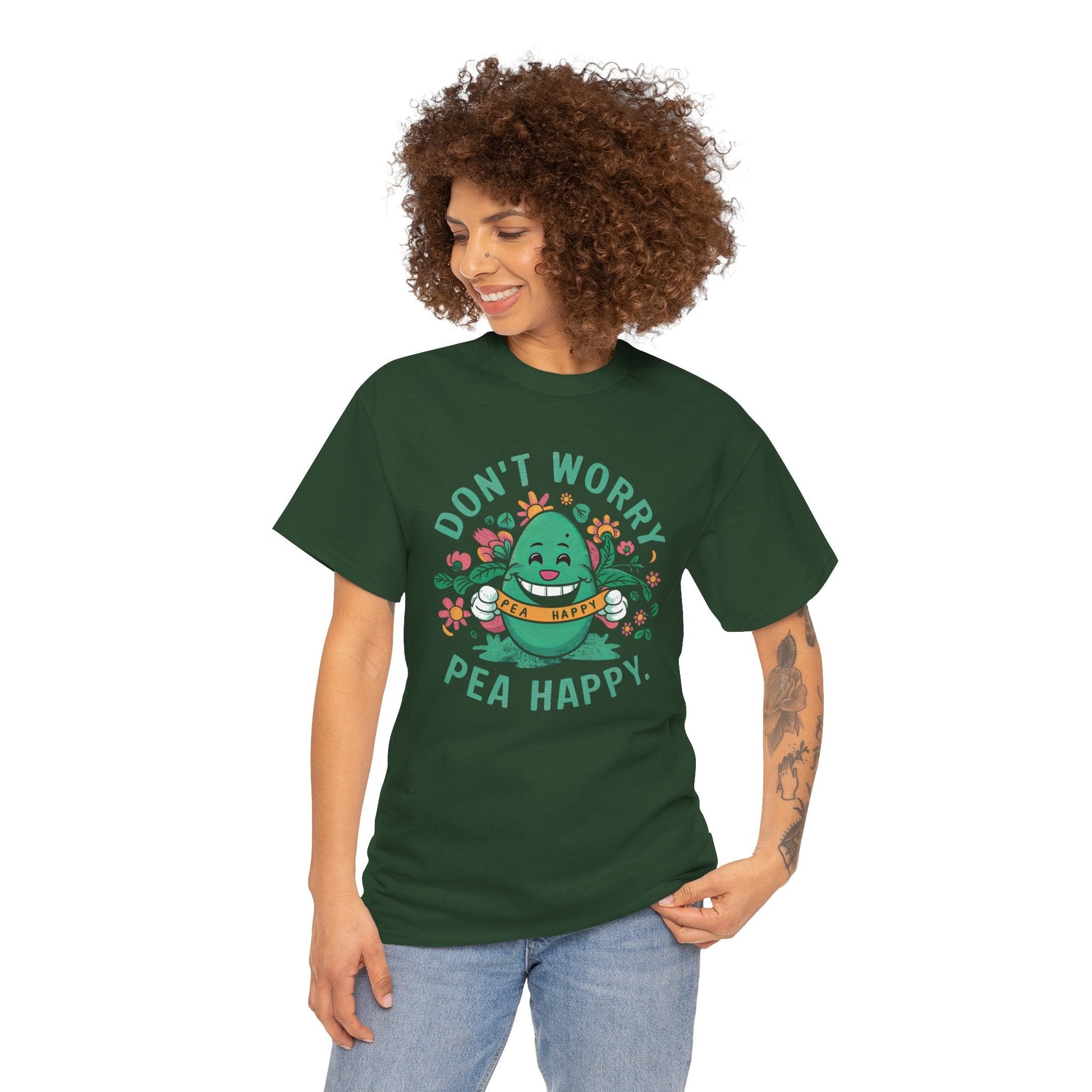 Don’t Worry, Pea Happy t-shirt T-Shirt Vegan Joy Jar