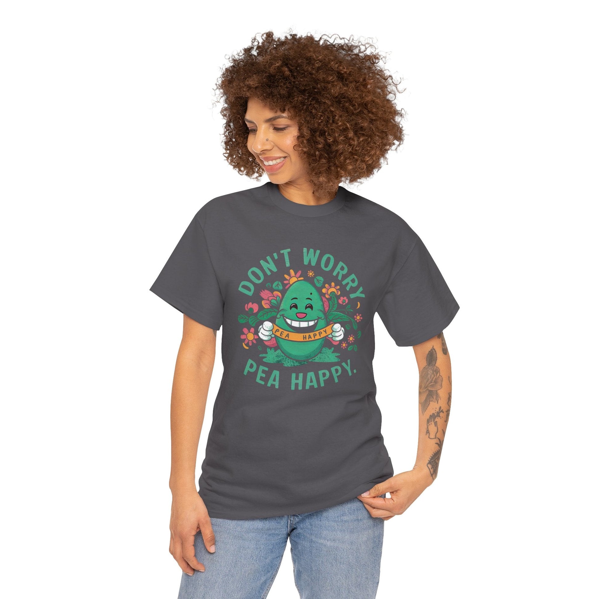 Don’t Worry, Pea Happy t-shirt T-Shirt Vegan Joy Jar