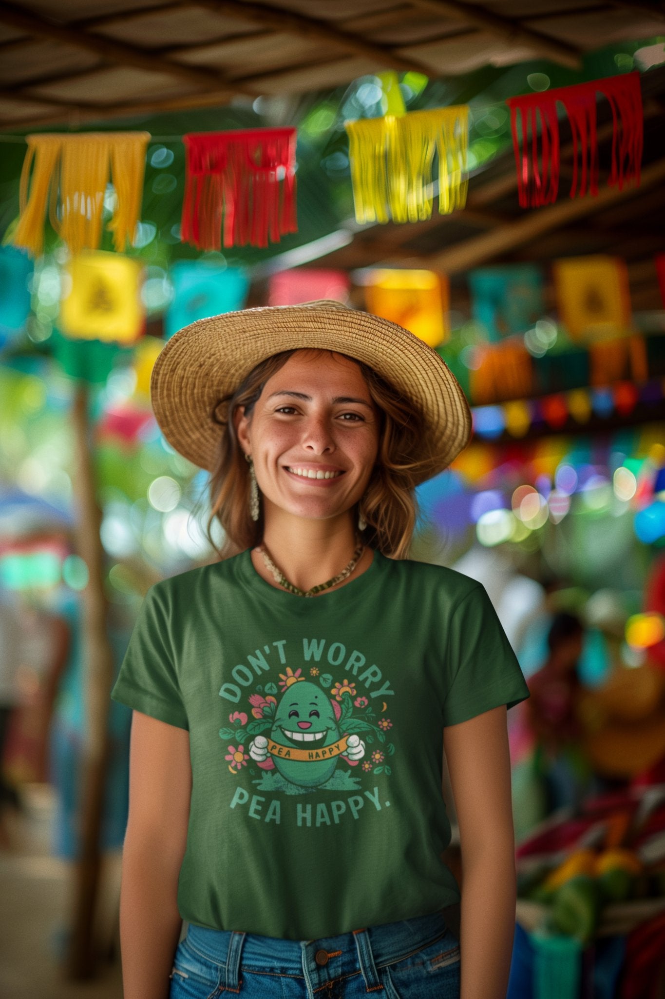 Don’t Worry, Pea Happy t-shirt T-Shirt Vegan Joy Jar