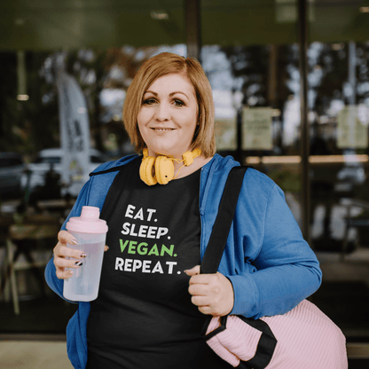 Eat. Sleep. Vegan. Repeat. t-shirt T-Shirt Vegan Joy Jar