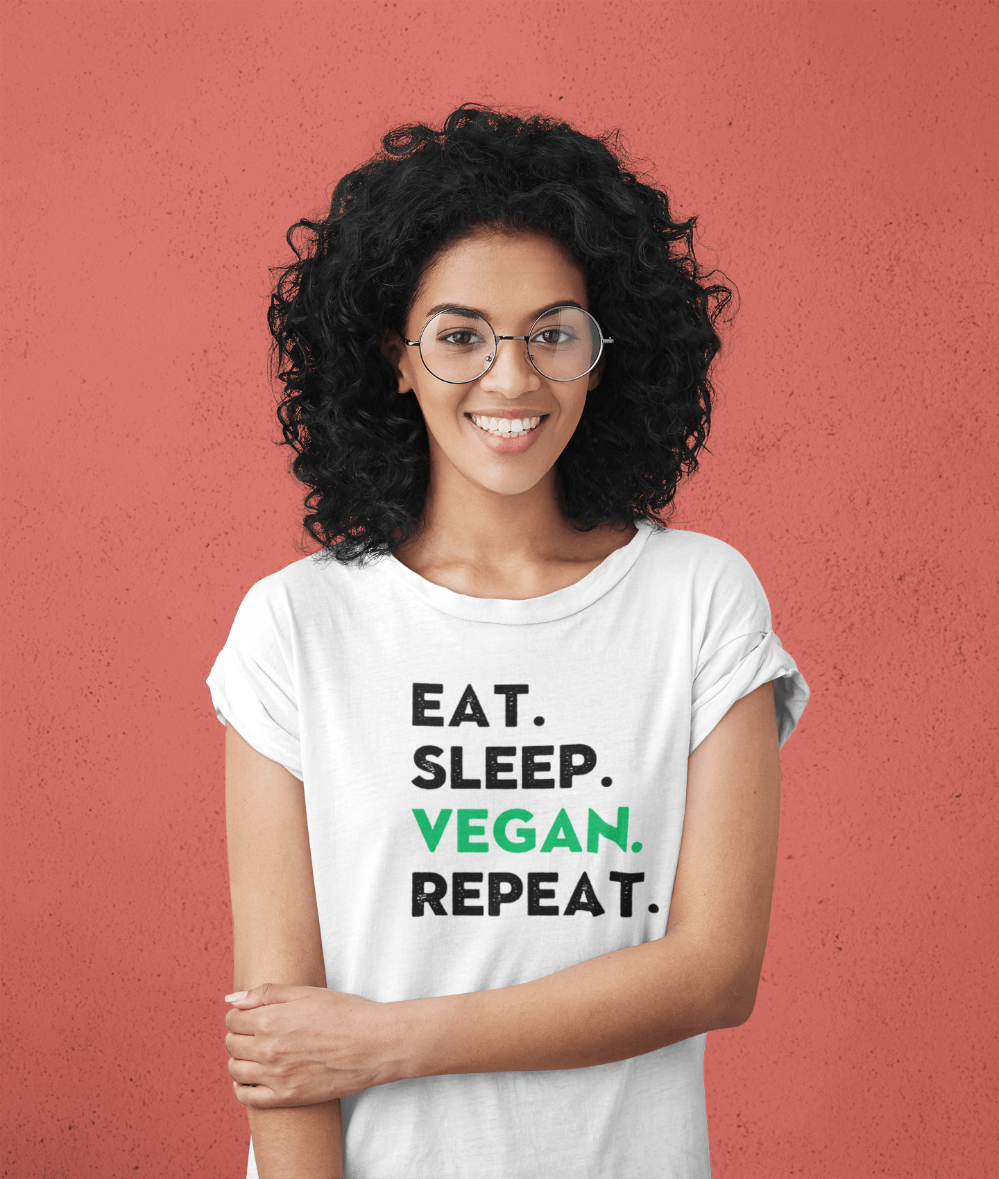 Eat. Sleep. Vegan. Repeat. t-shirt T-Shirt Vegan Joy Jar