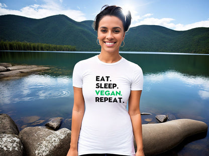 Eat. Sleep. Vegan. Repeat. Women's Softstyle t - shirt T - Shirt Vegan Joy Jar