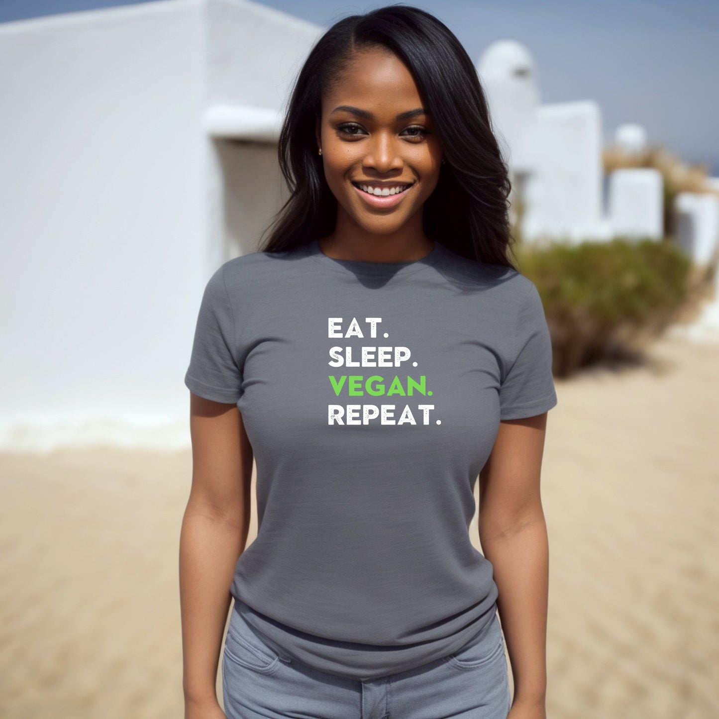 Eat. Sleep. Vegan. Repeat. Women's Softstyle t - shirt T - Shirt Vegan Joy Jar