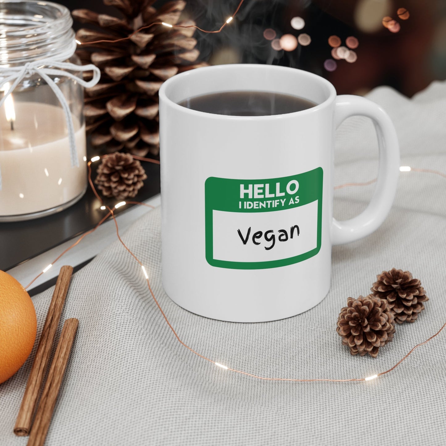 I identify as Vegan - Coffee mug 11oz Mug Vegan Joy Jar