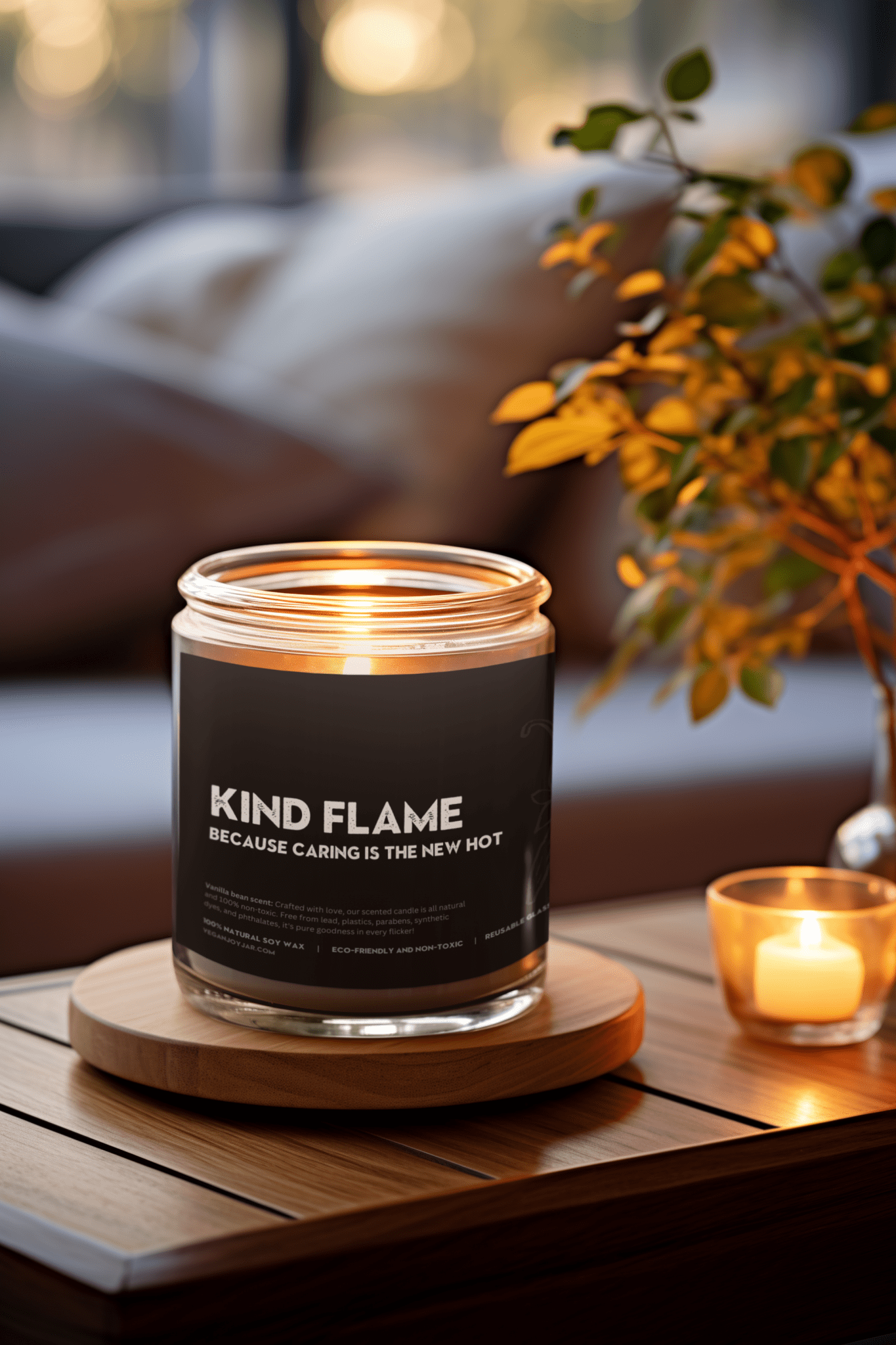 Kind flame - Vanilla naturally scented Candle, 9oz Home Decor Vegan Joy Jar