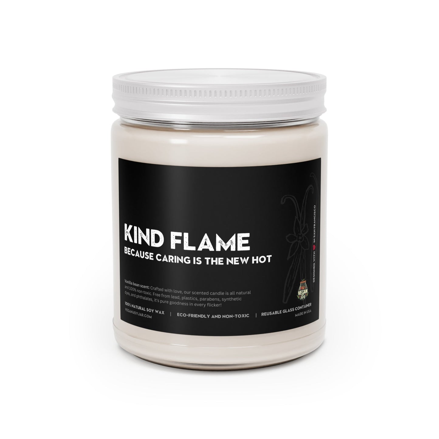 Kind flame - Vanilla naturally scented Candle, 9oz Home Decor Vegan Joy Jar