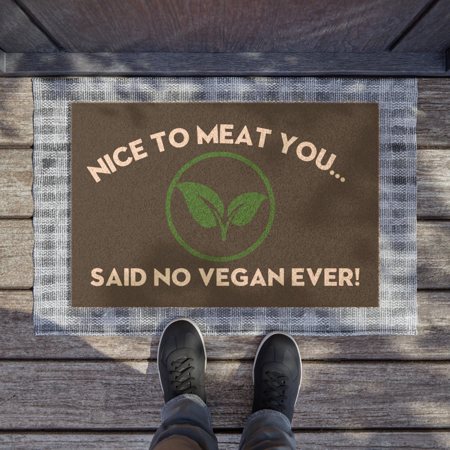 Nice to meat you... said no vegan ever (Black Edition) - Doormat Home Decor Vegan Joy Jar