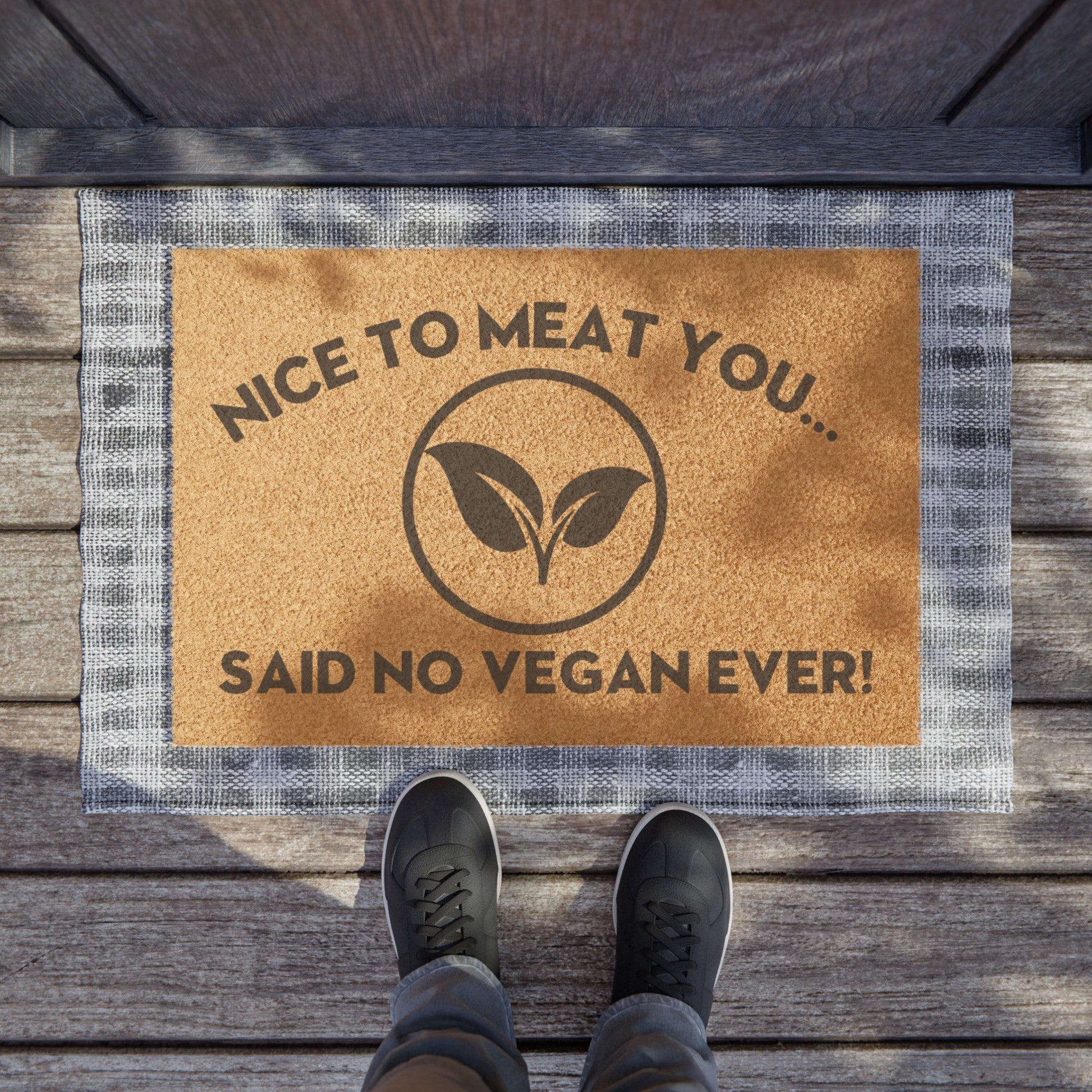 Nice to meat you (black text) - Doormat Home Decor Vegan Joy Jar