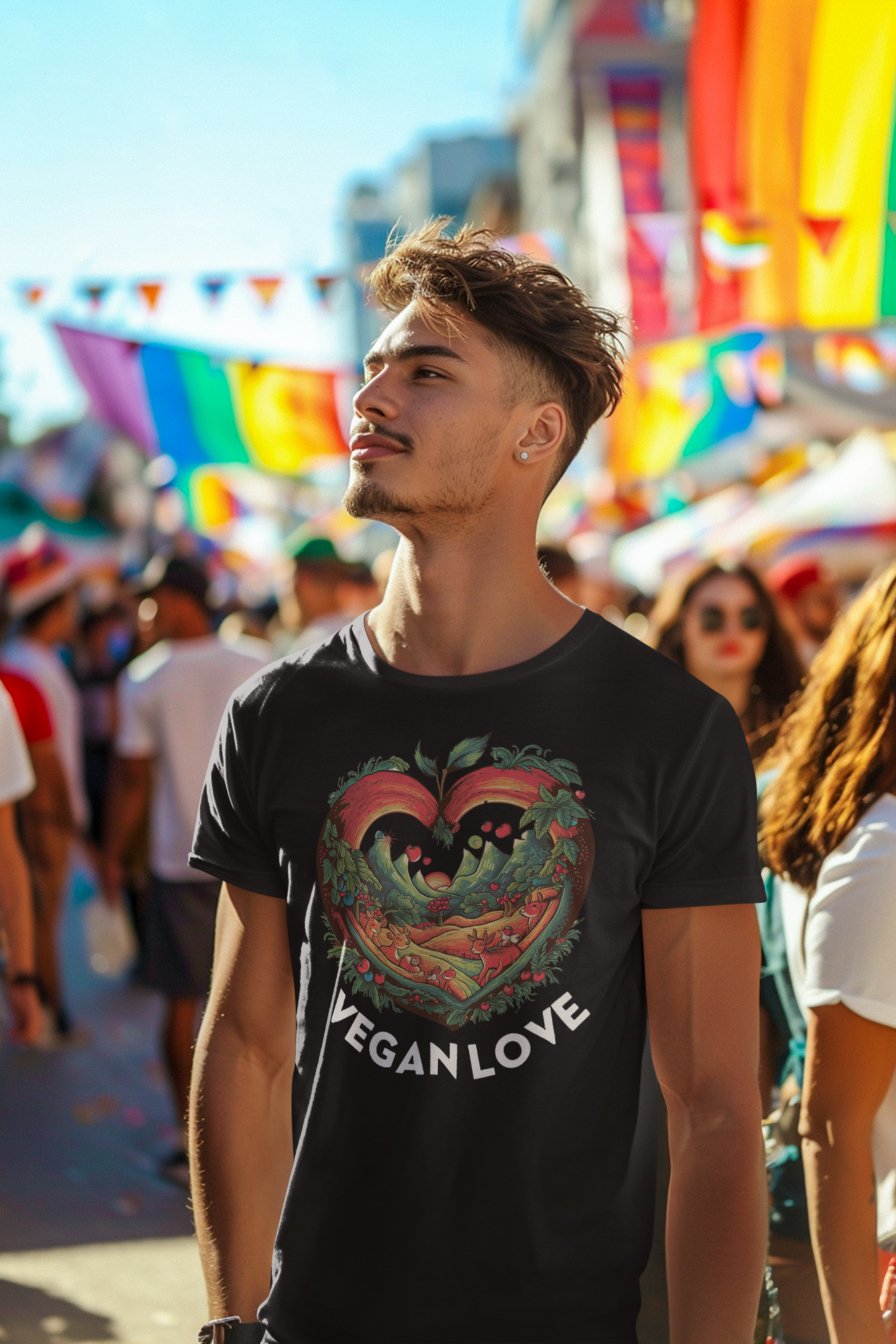 T-shirt d’amour végétalien - Tee-shirt unisexe en coton lourd