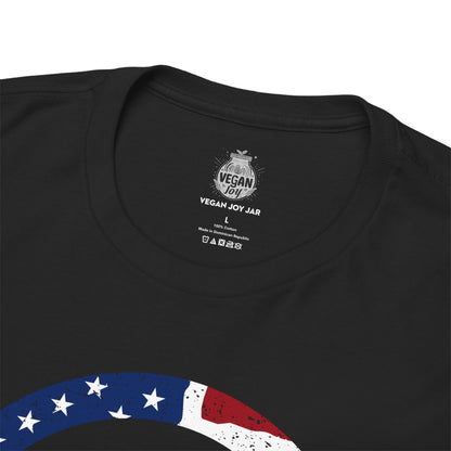 V(egan) American - Proud USA 4th of July edition - Unisex Heavy Cotton Tee T-Shirt Vegan Joy Jar