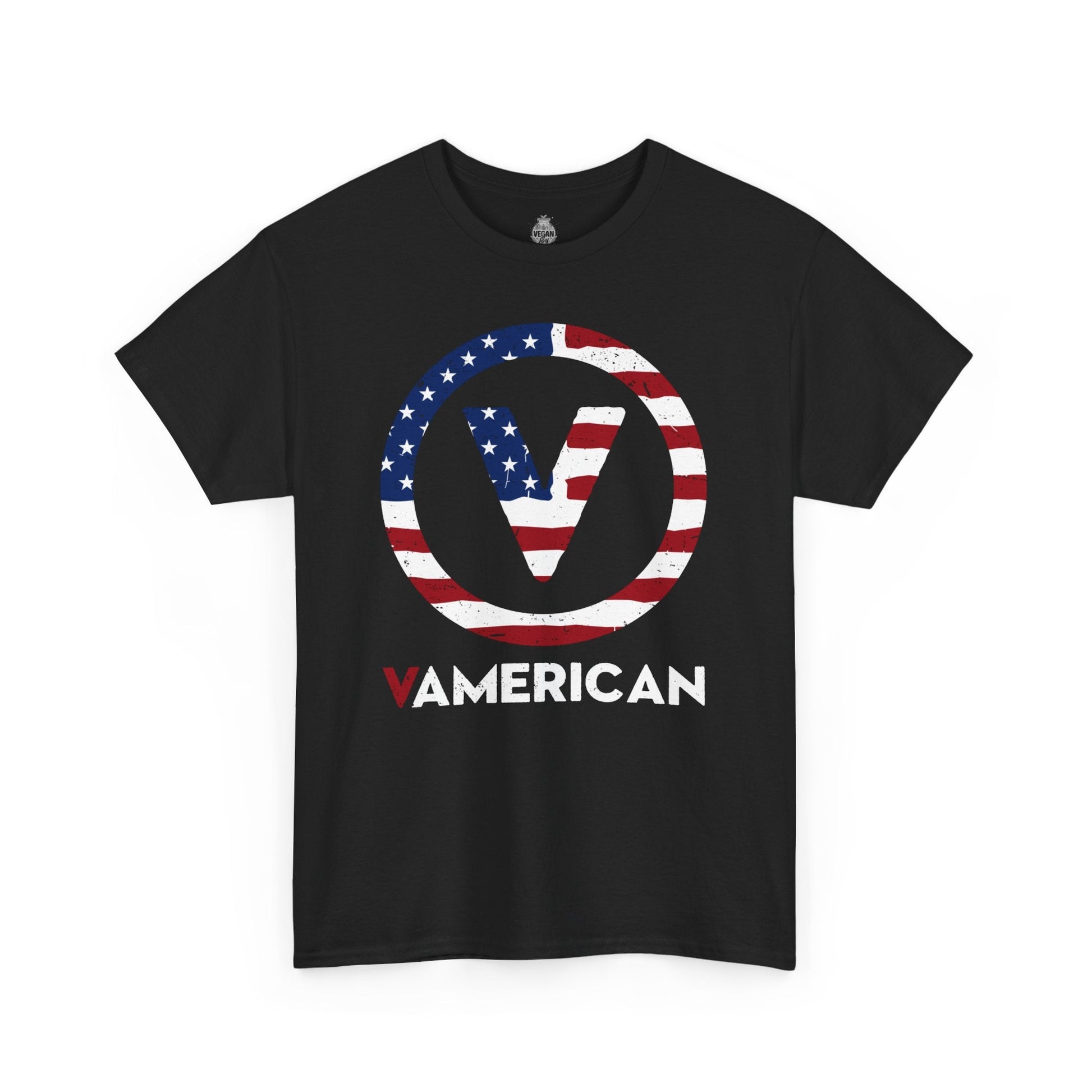 V(egan) American - Proud USA 4th of July edition - Unisex Heavy Cotton Tee T-Shirt Vegan Joy Jar