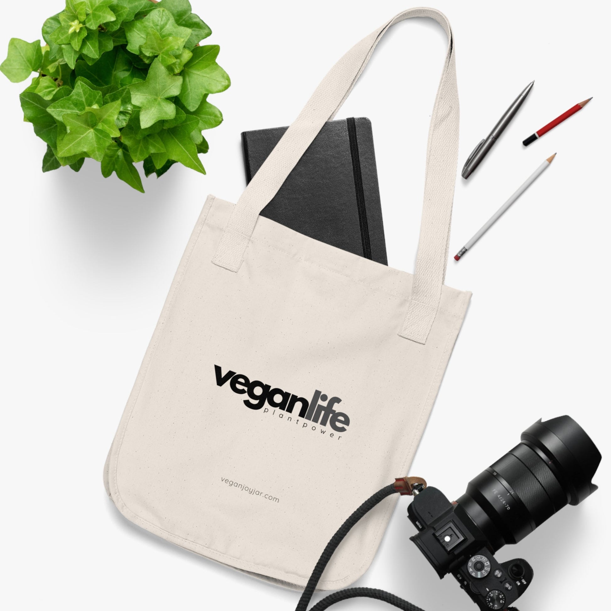 Vegan life - Organic Canvas Tote Bag Bags Vegan Joy Jar