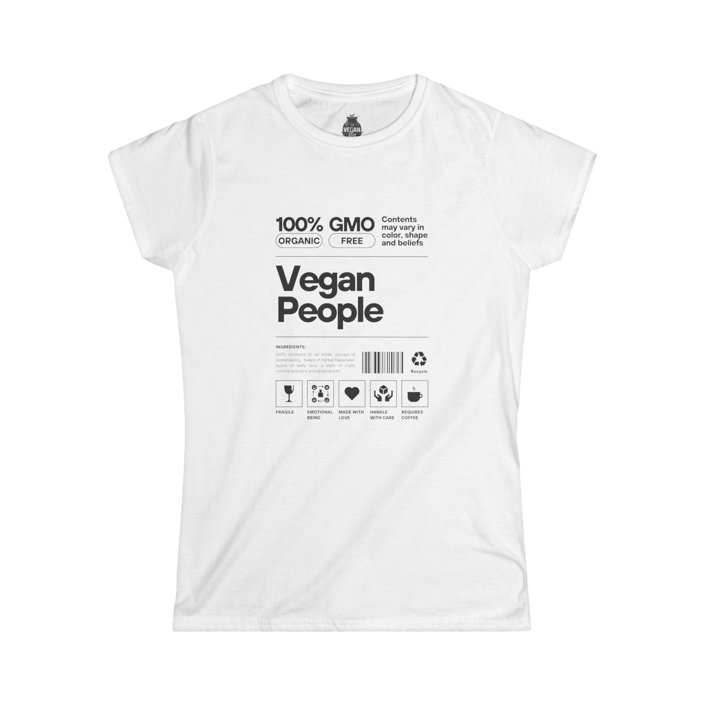 Vegan People Ingredients List Women's Softstyle t - shirt T - Shirt Vegan Joy Jar