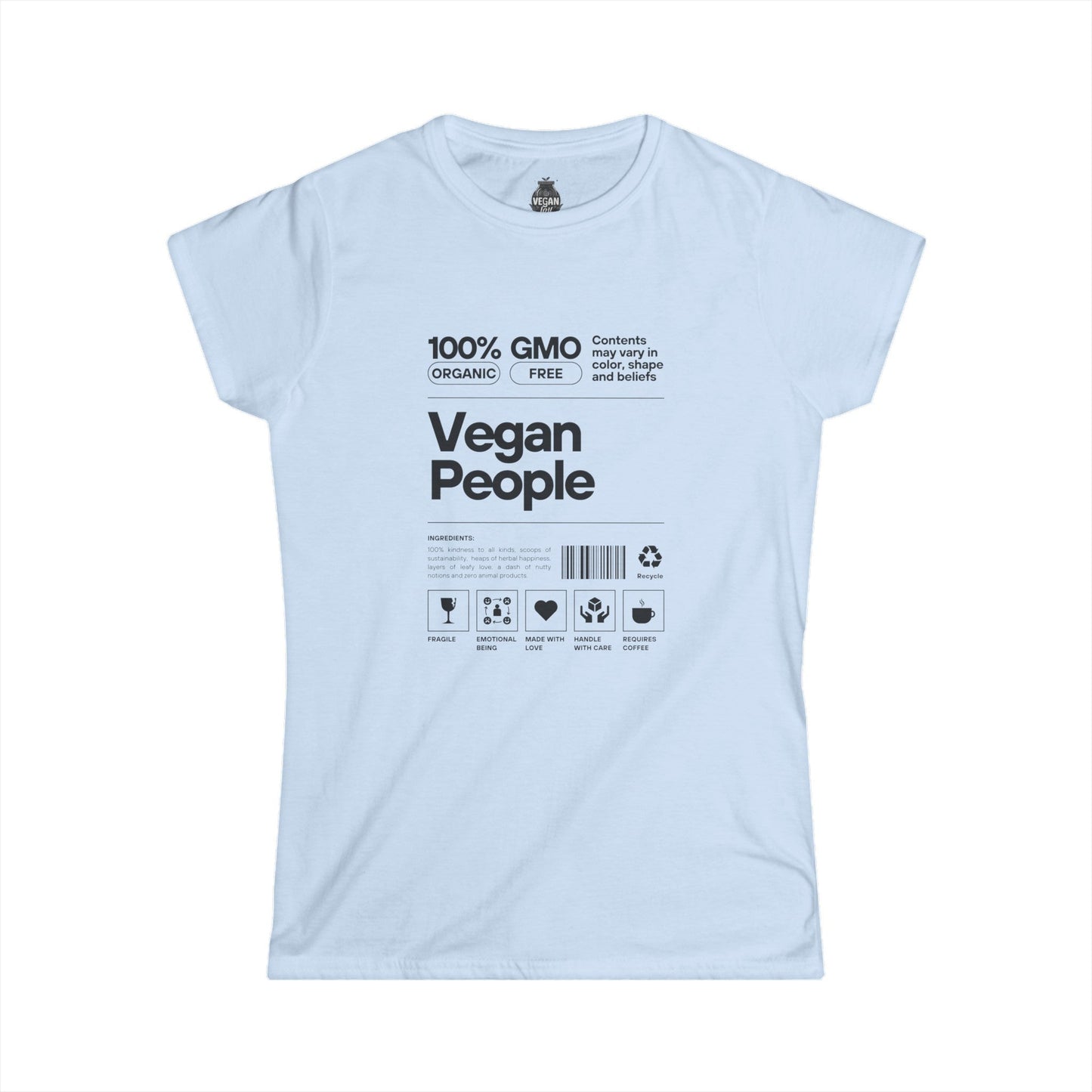 Vegan People Ingredients List Women's Softstyle t - shirt T - Shirt Vegan Joy Jar