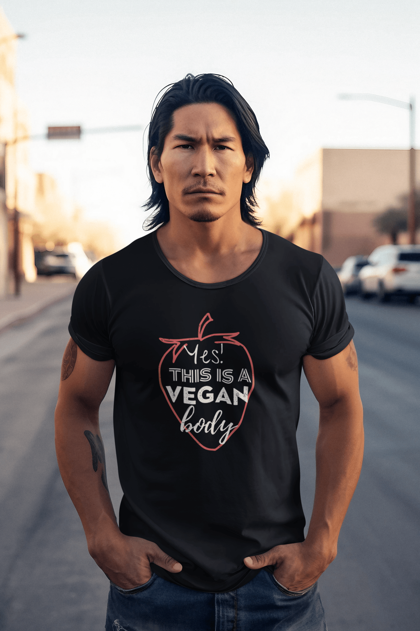 Yes! This is a vegan body - Unisex Heavy Cotton Tee T-Shirt Vegan Joy Jar